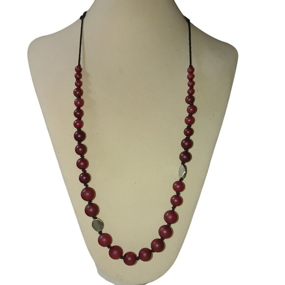 Jade Bead Necklace Dyed Silvertone Accent Adjustable Polyester Cord 25-36 Inches - Picture 14 of 16